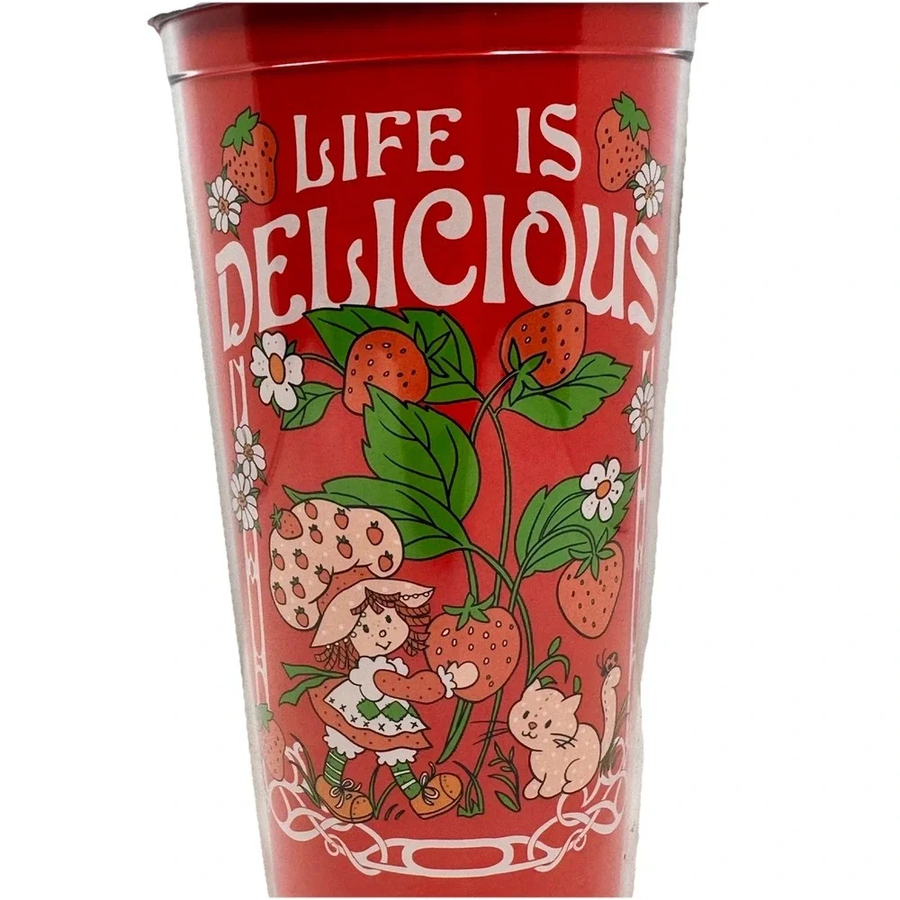 Strawberry Shortcake Tumbler Cup With Straw BPA Free Pink Red